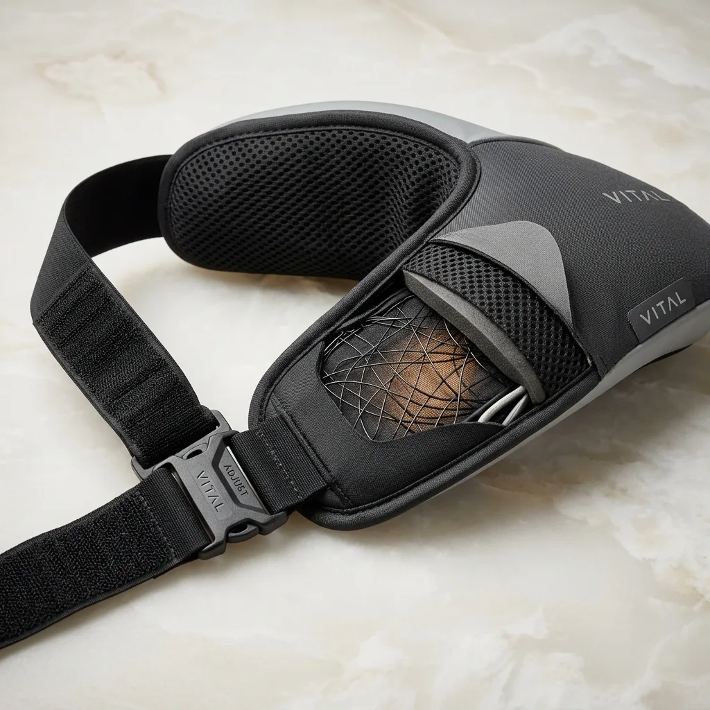 Detailed view of soft breathable lining and heating zone
