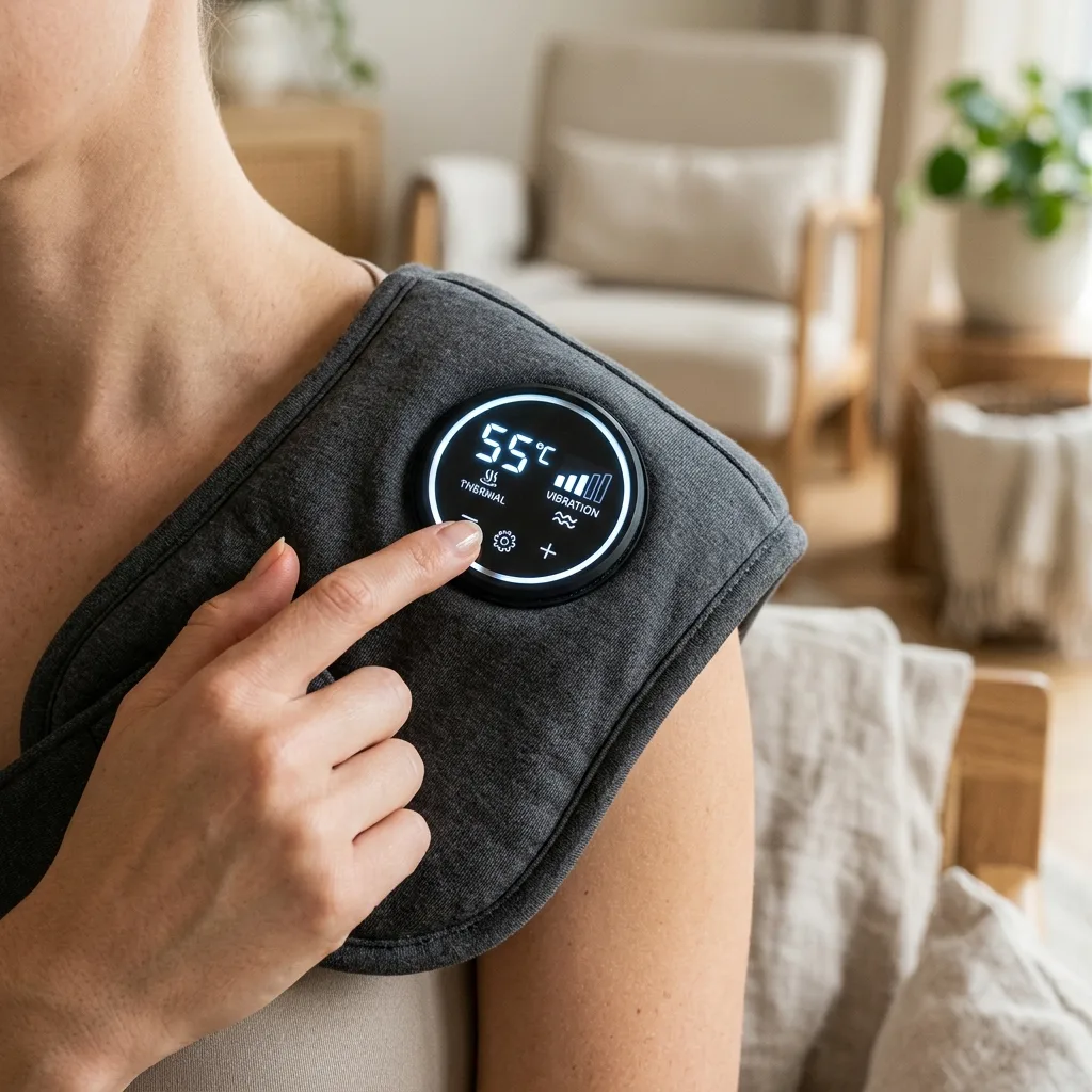 Operating the LED control display to select warmth and massage